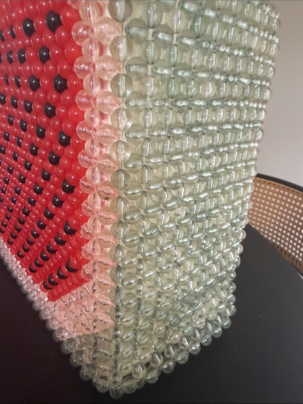 Cynthia Rowley Red White Green Beaded Watermelon Tote Shoulder Bag - Picture 7 of 8